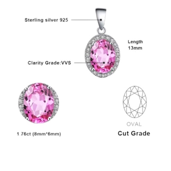 Bright Pink Sapphire Pendant Handcrafted in Sterling Silver 925 - Picture 8 of 10